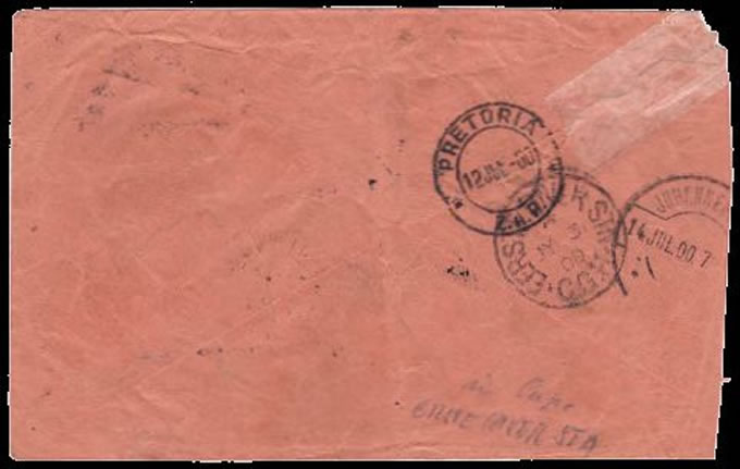 Orange Free State 1900 Telegram Envelope to Transvaal & Cape