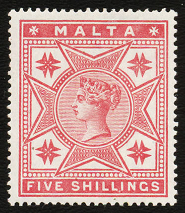 Malta 1886 QV 5/-