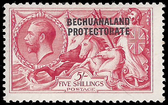 Bechuanaland 1920 5/- Bradbury Seahorse VF/M