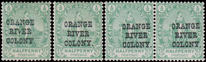 Orange River Colony 1900 ½d Overprint Varieties Group - Click Image to Close