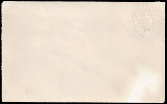 South Africa 1918 KGV 1d Envelope Abino Print, Negative Inside