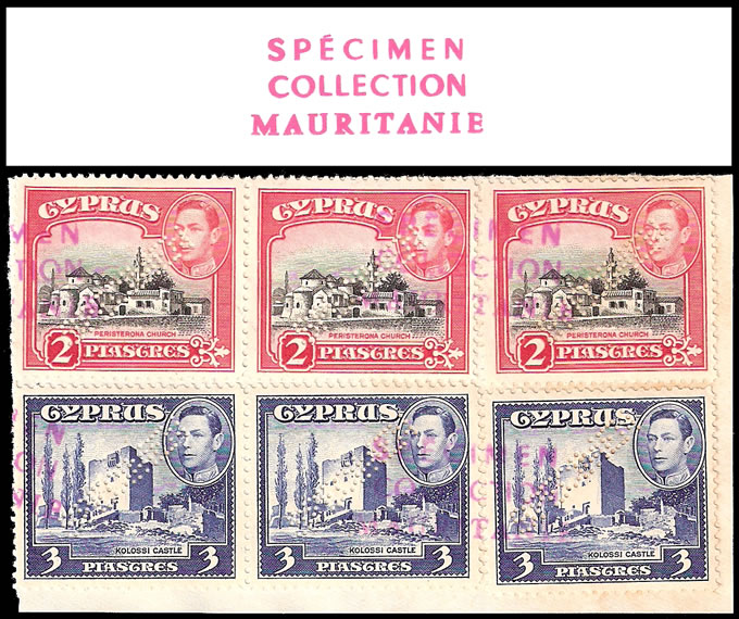Cyprus 1942 KGVI Mauritania Archive Specimens, Unique