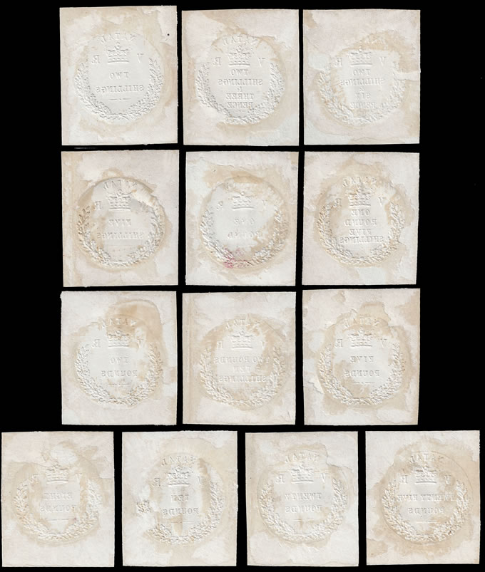 Natal Revenues 1868 Embossed Dies Proof Impressions to £25 - Click Image to Close