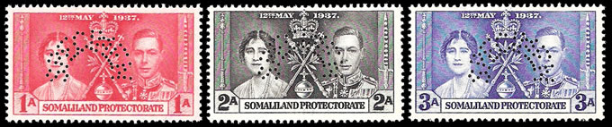 Somaliland 1937 KGVI Coronation Specimens