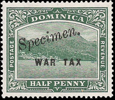 Dominica 1918 Elusive ½d War Tax Specimen