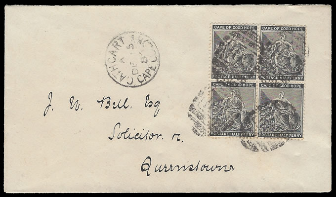 Cape of Good Hope 1886 Proving Cover BONC 301 Cathcart