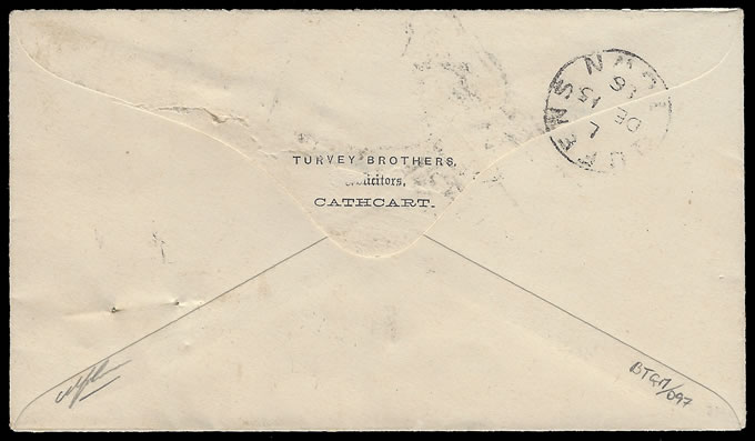 Cape of Good Hope 1886 Proving Cover BONC 301 Cathcart