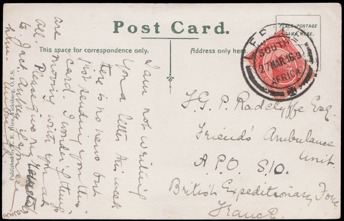Basutoland 1916 Picture Postcard Franked SA KGV 1d