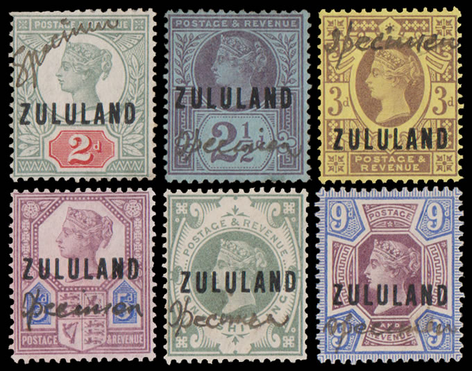 Zululand 1888 2d - 1/- Manuscript Specimen Group, Rare