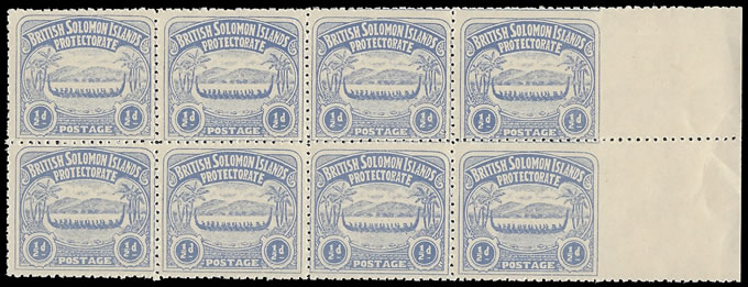 British Solomon 1907 ½d Imperforate at Right Block UM