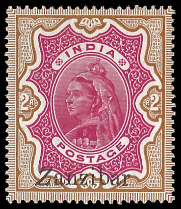 Zanzibar 1895 QV 2r Unrecorded Italic Capital Z Variety