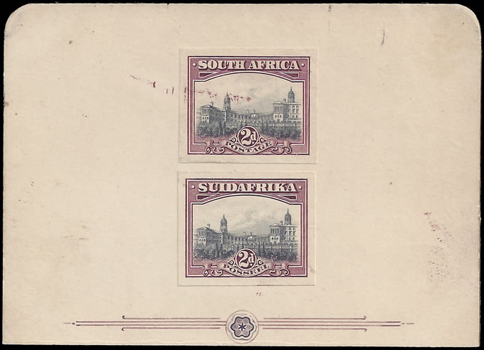 South Africa 1927 2d Imperf Plate Proofs in Issued Colours, Rare