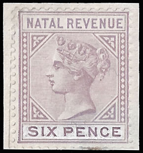 Natal Revenues 1886 QV 6d Handpainted Composite Essay - Click Image to Close