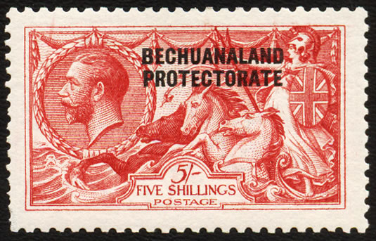Bechuanaland 1913 5/- Waterlow Seahorse VF/M