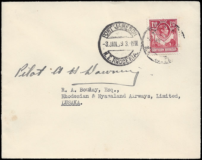 Northern Rhodesia 1939 Barotseland Airmails Signed Flight Cover