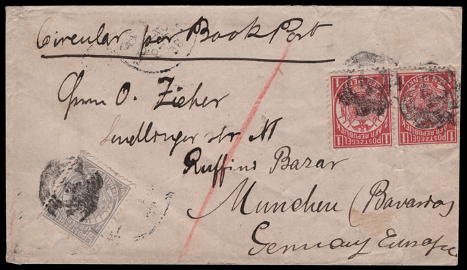 Transvaal 1886 Vurtheim Book Post Rate to Germany