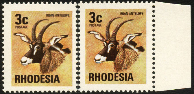 Rhodesia 1974 3c Black Print Double