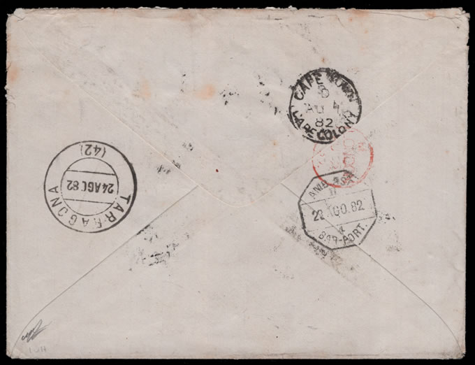 Basutoland 1882 Three-Colour Letter Mafeteng to Spain, BONC 156