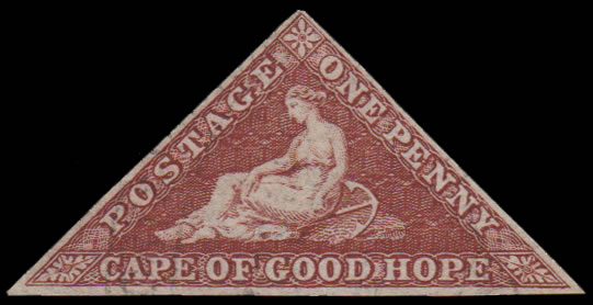 Cape of Good Hope 1863 1d Deep Brown-Red Triangle U