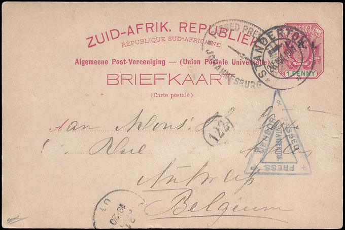 Transvaal 1901 Standerton Censor Mark