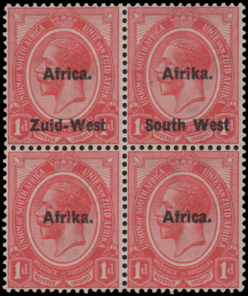 South West Africa 1923 KGV 1d AFRICA ABOVE & AFRICA ONLY