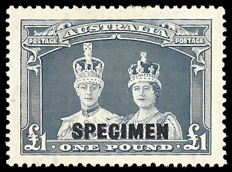 Australia 1937 KGVI Robes £1 Specimen, Elusive - Click Image to Close