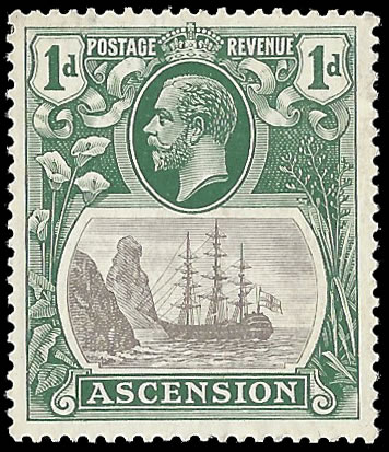 Ascension 1924 Badge Issue 1d Broken Mainmast F/M