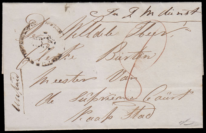 Cape of Good Hope 1826 Clanwilliam Crown-in-Circle on Wrapper