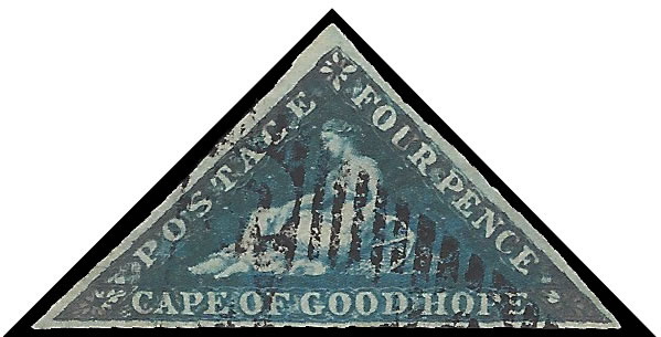 Cape of Good Hope 1855 4d Deep Blue Stroke in First "E" etc