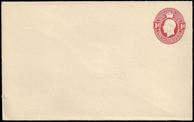 South Africa 1913 KGV 1d Envelope Printed Twice, Negative Inside