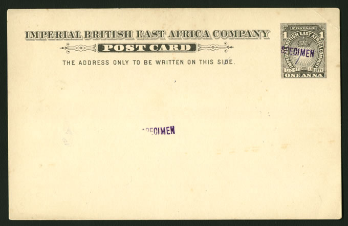 British East Africa 1893 1A Postcard Specimen