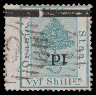 Orange Free State 1881 1d on 5/- Surcharge Inverted, Rare