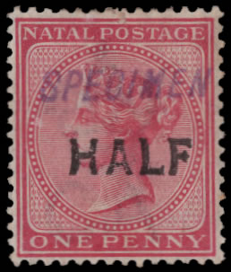 Natal 1895 QV Half on 1d Handstamped Specimen