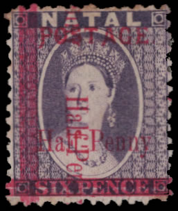 Natal 1895 ½d on 6d Surcharge Double, One Vertical, Rare