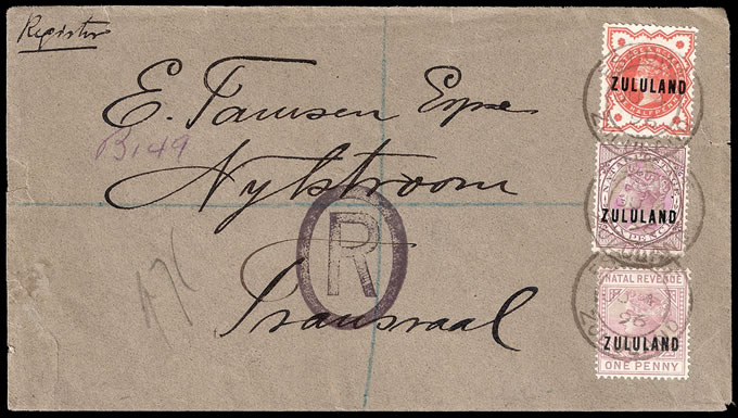 Zululand 1896 Letter with Postal Fiscal 1d Franking
