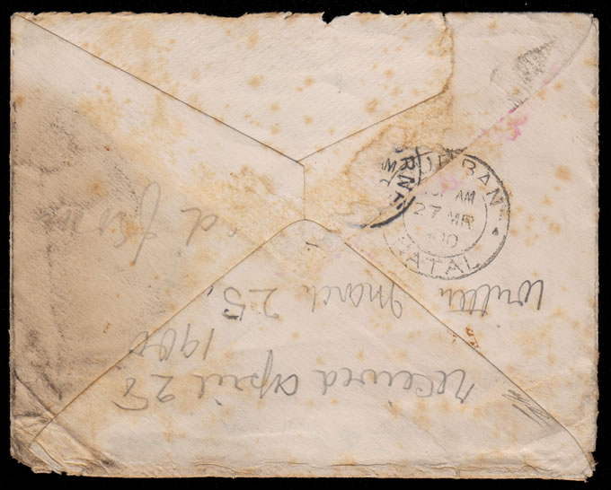 Natal 1900 Rare Mexican Wreck Salvaged Letter