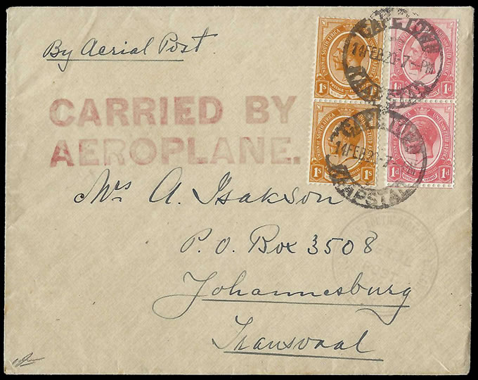 South Africa 1920 Handley Page Flight Cover, Rare