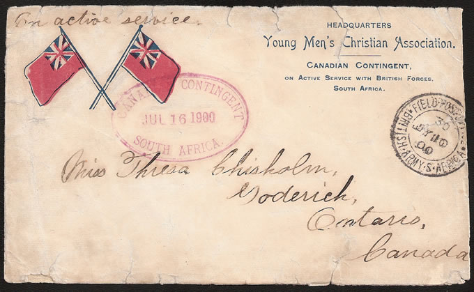 Canadian Contingent 1900 YMCA Envelope with Contingent Oval