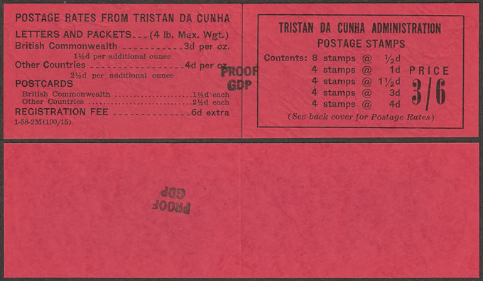 Tristan Da Cunha Booklet 1958 3/6 Red Cover Proofs, Rare