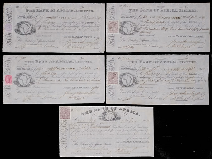 Cape of Good Hope 1880-82 Bank of Africa Bills of Exchange