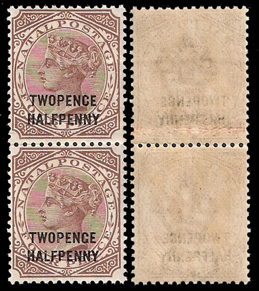 Natal 1890 QV 2½d on 4d Twopenge Variety M
