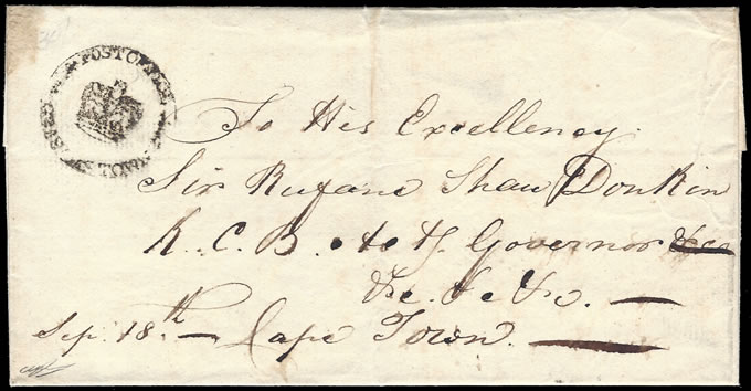 Cape of Good Hope 1820 Donkin Governors Letter ex Grahamstown