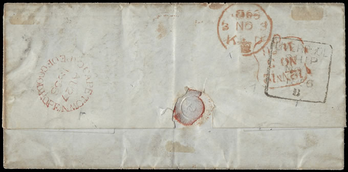 Cape of Good Hope 1856 4d Triangle Private Ship Letter to UK - Click Image to Close