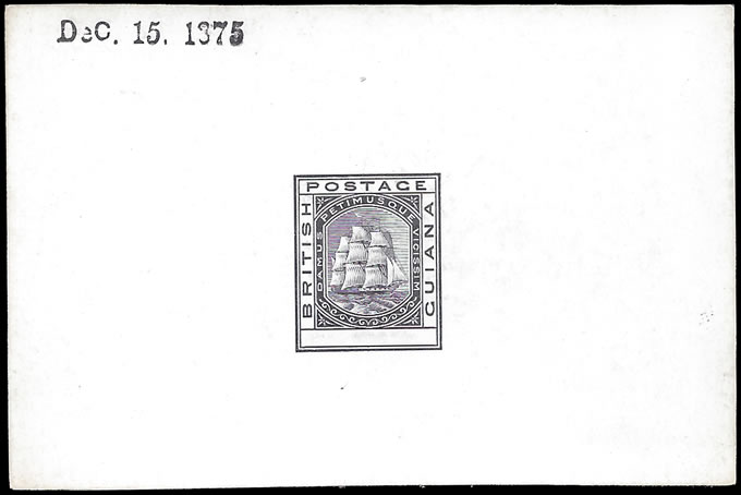 British Guiana 1876 Ship Issue Master Die Proof, Rare