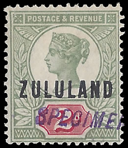 Zululand 1888-93 2d Specimen Type NA1