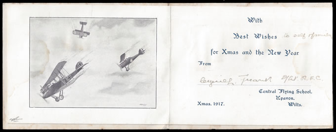 Great Britain 1917 Royal Flying Corps Christmas Greetings Card - Click Image to Close