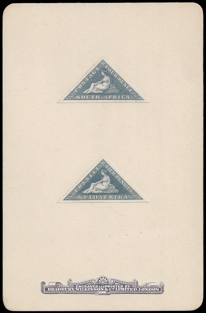 South Africa 1926 4d Triangular Proofs on Bradbury Card