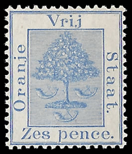 Orange Free State 1897 6d Blue Without VRI Ovpt, Unissued