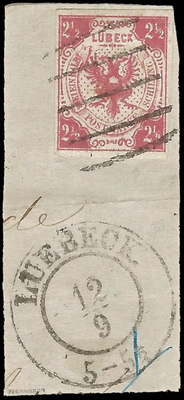 Germany Lubeck 1859 No4 Used on Piece Neatly Cancelled