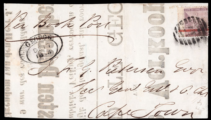 Cape of Good Hope 1874 Book Post 1d on 6d Franking